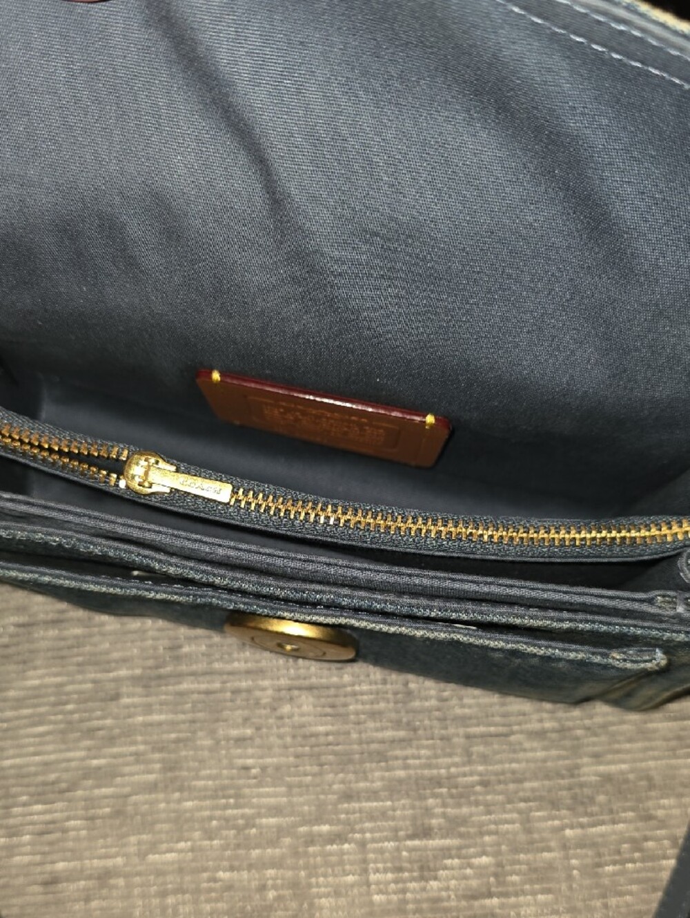 Coach Tabby Denim Shoulder Bag with Gold 'C' Turnlock - Blue - Picture 7 of 9